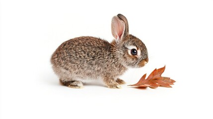 Fototapeta premium Adorable Baby Bunny with Fluffy Gray Fur and Long Ears