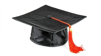 Black Graduation Cap Isolated on White Background for Celebrations