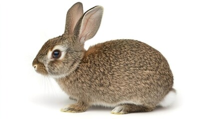Fototapeta premium Cute Rabbit Isolated on White Background, Ideal for Stock Images