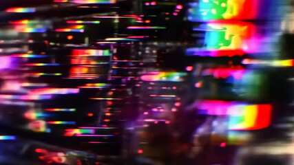 Vibrant abstract glitch transition with multicolor digital distortion effects. Abstract background. TV screen