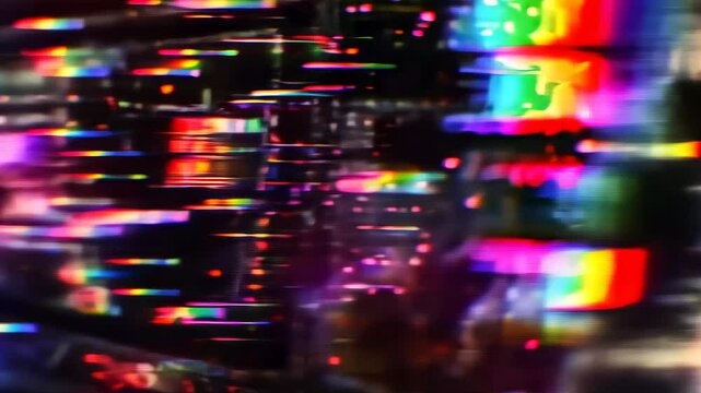 Vibrant abstract glitch transition with multicolor digital distortion effects. Abstract background. TV screen