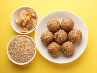 Tilgud laddu or jaggery and seasame laddu made during the festival of Sankrant