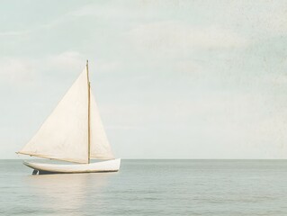 Fototapeta premium Serene Seascape, Vintage Sailboat at Sea