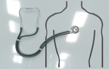 Stethoscope with chest outline