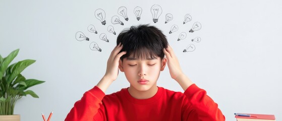 boy with many ideas thinking