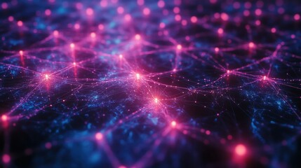 Colorful network of lights representing technology and connectivity in a digital landscape