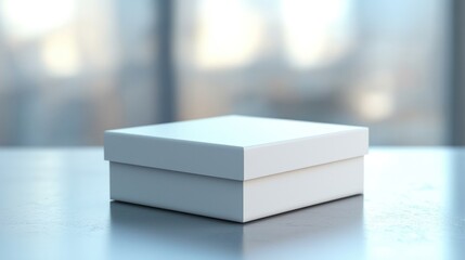 Blank White Gift Box on a Table by Window