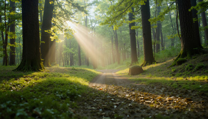 Obraz premium Sunlit Forest Path