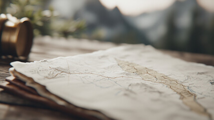 Naklejka premium Close-Up of Pilgrim's Map Highlighting Sacred Route Direction