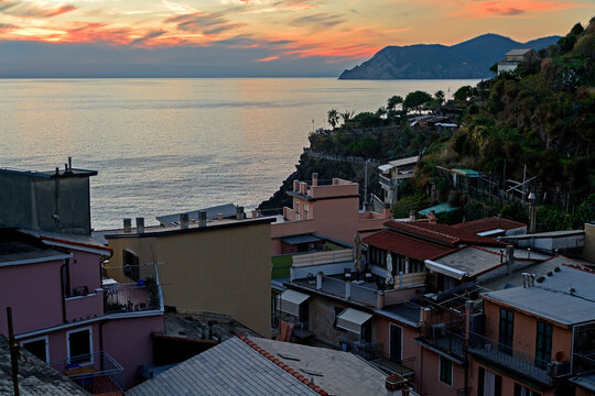 dawm over Manarola, Chinque Terre, Italy