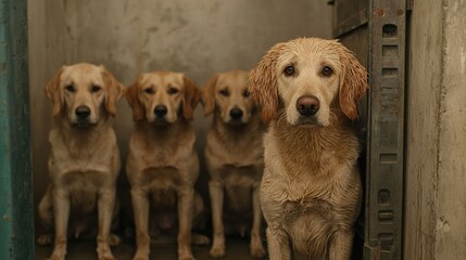 Rescue efforts for abandoned dogs animal shelter photography indoor close-up compassionate care