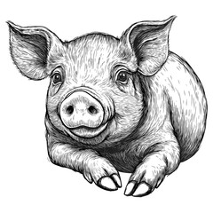Fototapeta premium Pig sketch drawing animal vector