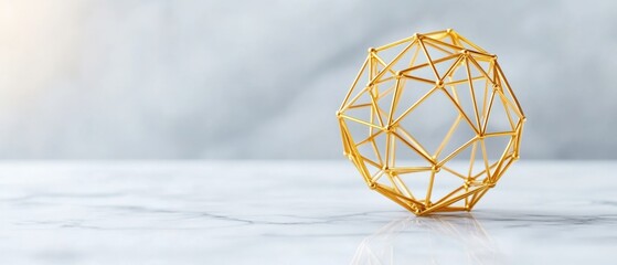 geometric gold structure on marble surface
