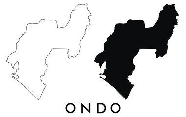 Ondo city map outline and black silhouette vector