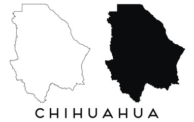 Fototapeta premium Chihuahua city map outline and black silhouette vector