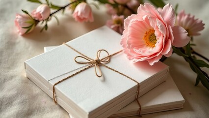 elegant white gift box with pink rose, symbol of love and appreciation, thoughtful gesture concept for special moments