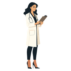 Fototapeta premium Female asian doctor illustration standing woman vector