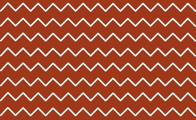 Zigzag Geometric Pattern with White Lines on a Brown Background in Ethnic Style. Illustration. Perfect for decor, cards, scrapbooking paper, design cardboard