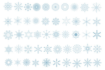Blue Snowflake set. Vector illustration.