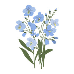 Naklejka premium Light blue wildflowers art illustration decorative vector
