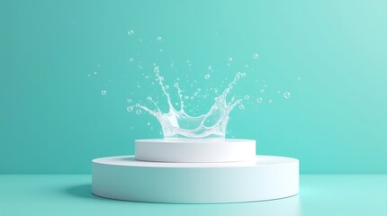 Water splash  circular white podium