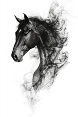 Black Horse Head Profile Illustration