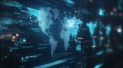 Global digital network data flow, futuristic tech background