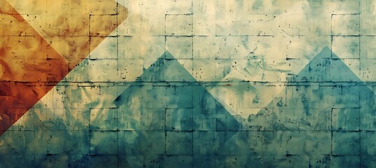 Naklejka premium Aesthetic Red and Green Abstract Background with Rustic Geometric Shapes Blending into a Visually Engaging and Modern Design