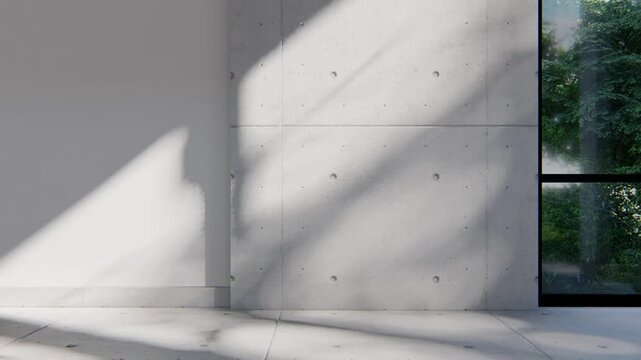 empty interior room shadow wall space background mock up architecture sunlight. empty home modern window light floor design apartment white house indoor. blank minimal concept backdrop bright clean.