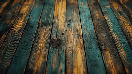 Obraz premium Rustic teal-brown wood planks background texture