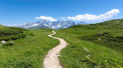 Mountain Hiking Trail, Summer Alps Landscape
