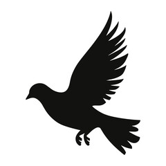 Obraz premium Dove silhouette flying black white vector