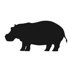 Fototapeta premium Hippopotamus silhouette illustration wildlife animal vector