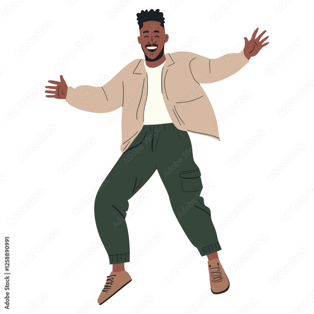 Canvas Prints Black man dancing illustration illustrated character vector