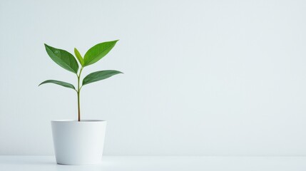 Growing green indoor plant care home environment photography minimalist style close-up sustainability focus