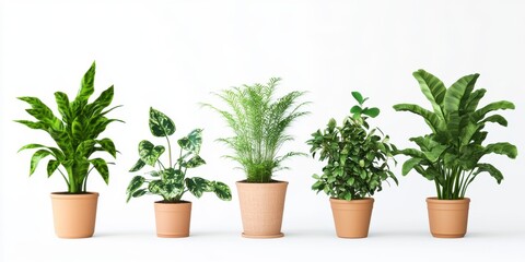 Obraz premium Collection Of Potted Houseplants On White Background