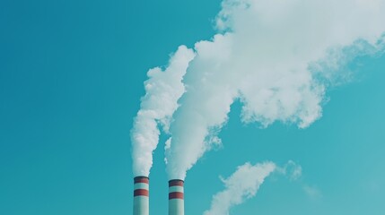 Industrial emissions impacting air quality urban area photography clear skies aerial view environmental concerns