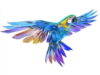 Fototapeta premium Colorful Geometric Parrot In Flight