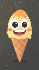 Fototapeta premium Whimsical ice cream cone character floating amongst the cosmos of delight