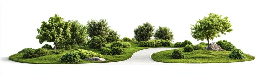 Obraz premium Detailed Green Trees and Plants Landscape Design