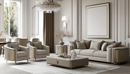 Elegant Beige Living Room With Gold Accents