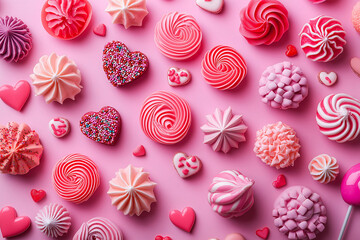 Fototapeta premium Sweet Valentine Treats: A Colorful Candy Array