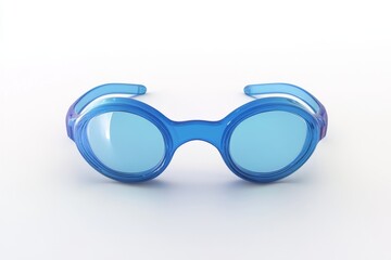 Fototapeta premium Blue round eyeglasses on a white background