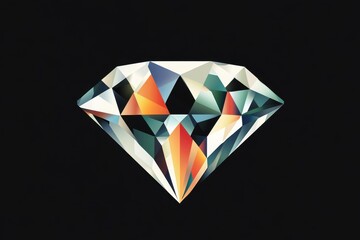 Fototapeta premium Illustration of a geometrically faceted diamond against a dark background
