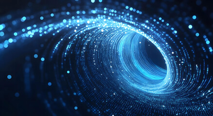 Abstract swirling blue vortex of light and energy digital art cosmic nebula