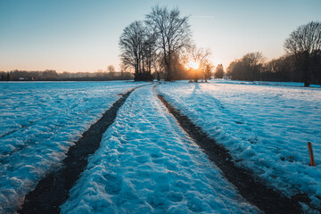 Winterlandschaft im Hohen Venn bei Konzen in der Eifel