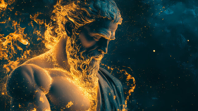 Abstract from the industrial of god hephaestus with sparks and copy space. Mechanical Gods. Illustration