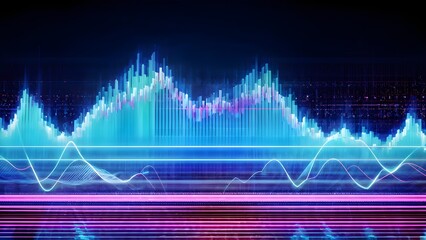 Abstract digital data visualization with vibrant blue and pink hues.  data or technological progress.