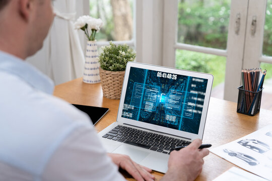 Software development or programming work with coding screen of various programming languages like HTML, Python, Java, and C brisk for new application development