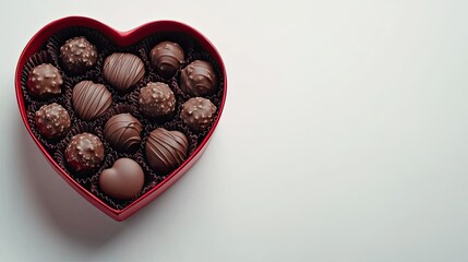 A ribbon-adorned chocolate gift box is shown against a white background